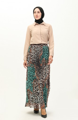Empirme Pleated Skirt 0139-01 Mint Green Brown 0139-01
