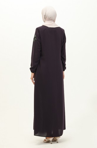 Abaya en Pierre de Tissu de Nid D abeilles 6128-07 Pourpre 6128-07