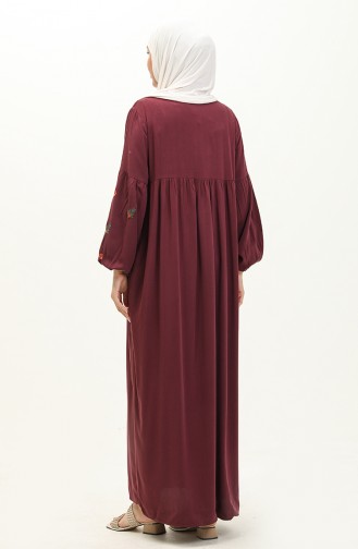 Bermando Embroidered Abaya 24Y8925-01 Plum 24Y8925-01