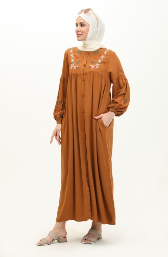 Bermando Embroidered Abaya 24Y8925-02 Tan 24Y8925-02