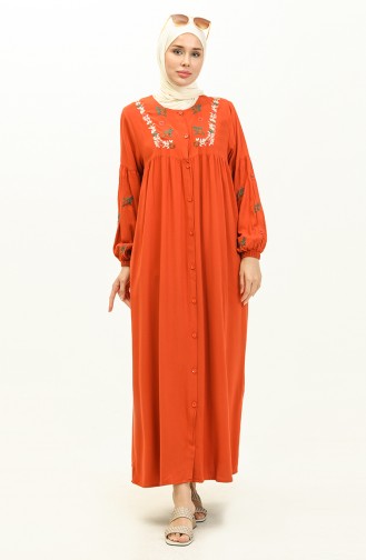 Bermando Bestickte Abaya 24Y8925-07 Orange 24Y8925-07