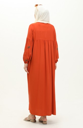 Bermando Embroidered Abaya 24Y8925-07 Orange 24Y8925-07