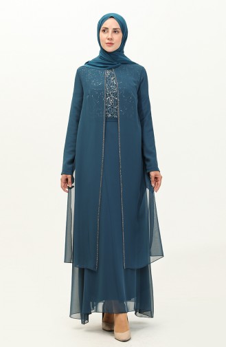 Abendkleid Aus Chiffon 52871-01 Petrol 52871-01