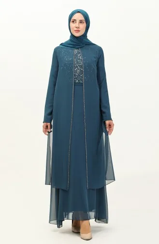 Chiffon Abendkleid 52871-01 Petrol 52871-01