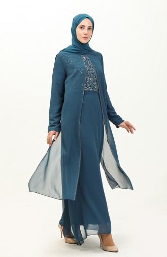 Abendkleid Aus Chiffon 52871-01 Petrol 52871-01