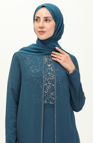 Abendkleid Aus Chiffon 52871-01 Petrol 52871-01