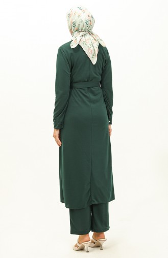 Slit Tunic Trousers Two Piece Suit 0664-01 Emerald Green 0664-01