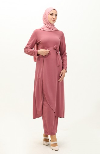 Slit Tunic Trousers Two Piece Suit 0664-03 Dusty Rose 0664-03