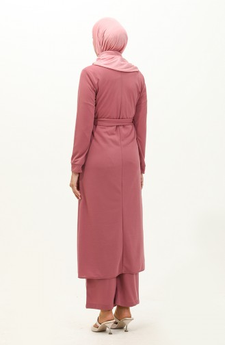 Slit Tunic Trousers Two Piece Suit 0664-03 Dusty Rose 0664-03