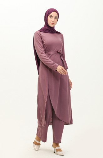 Slit Tunic Pants Two Piece Suit 0664-04 Dark Lilac 0664-04