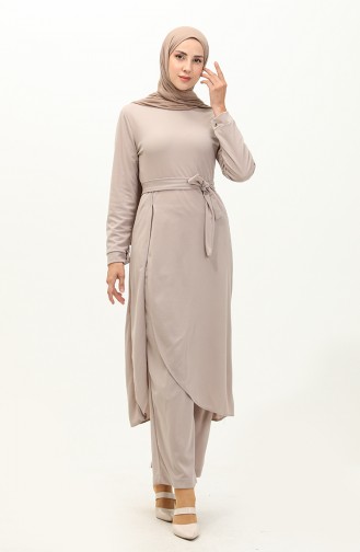 Slit Tunic Trousers Two Piece Suit 0664-05 Beige 0664-05