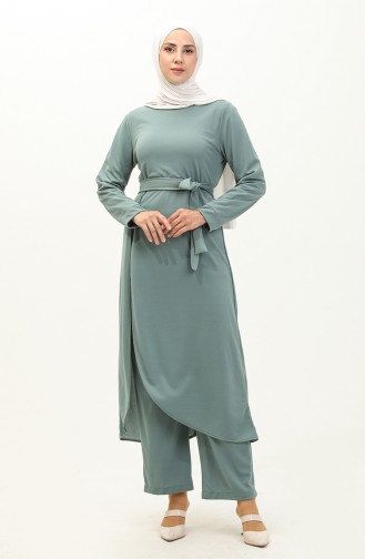 Slit Tunic Trousers Two Piece Suit 0664-06 Mint Green 0664-06
