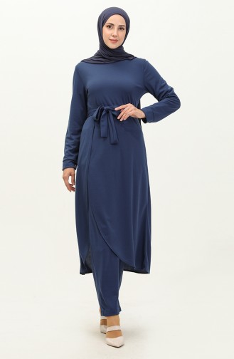 Slit Tunic Trousers Two Piece Suit 0664-08 Indigo 0664-08