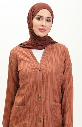 Düğmeli Hırka Pantolon İkili Takım 3506-02 Taba