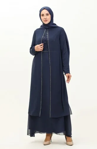 Chiffon Abendkleid 52871-03 Marineblau 52871-03