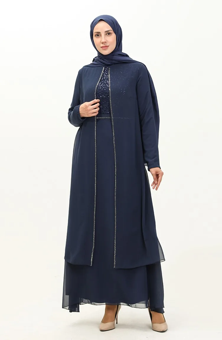 Chiffon Abendkleid 52871-03 Marineblau 52871-03