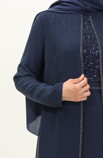 Navy Blue İslamitische Avondjurk 52871-03