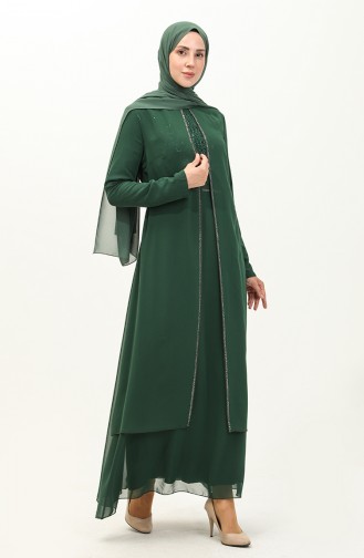 Abendkleid Aus Chiffon 52871-04 Smaragdgrün 52871-04