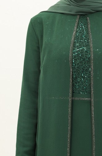 Robe de Soirée en Mousseline de Soie 52871-04 Vert Emeraude 52871-04