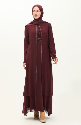 Robe de Soirée en Mousseline de Soie 52871-05 Plum 52871-05