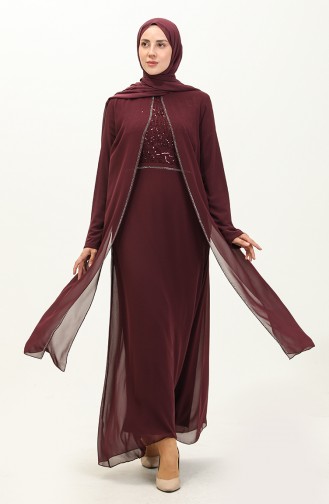 Robe de Soirée en Mousseline de Soie 52871-05 Plum 52871-05