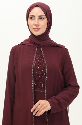 Robe de Soirée en Mousseline de Soie 52871-05 Plum 52871-05