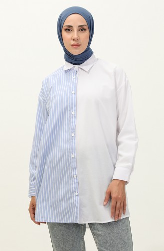 Chemise Tunique à Rayures 4402-01 Bleu Blanc 4402-01