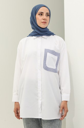 Pocketed Shirt Tunic 4430-01 white 4430-01