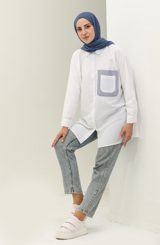 Pocketed Shirt Tunic 4430-01 white 4430-01