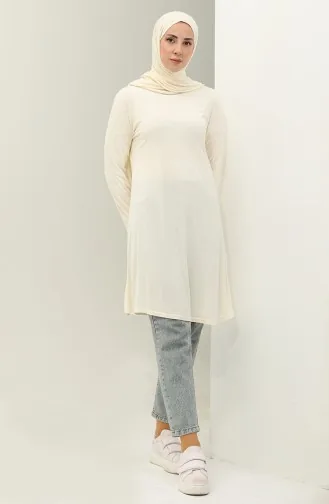 Viskose-Tunika mit elastischen Ärmeln 8634-01 Ecru 8634-01