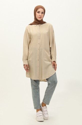 Pocket Viscose Tunic 6480-17 Beige 6480-17