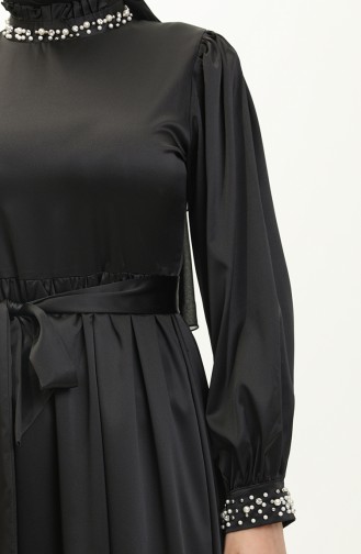 Pearl Satin Evening Dress Black 19121 14520