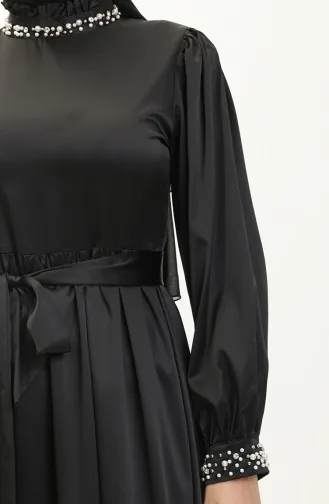 Abendkleid Aus Perlensatin Schwarz 19121 14520