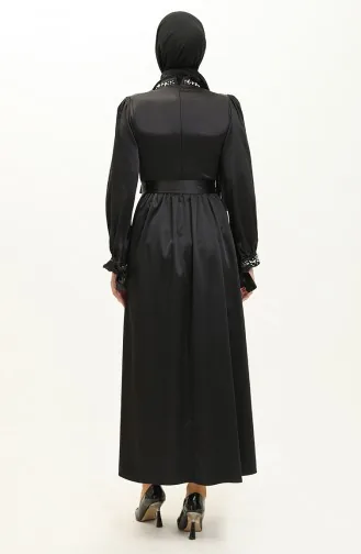 Abendkleid Aus Perlensatin Schwarz 19121 14520