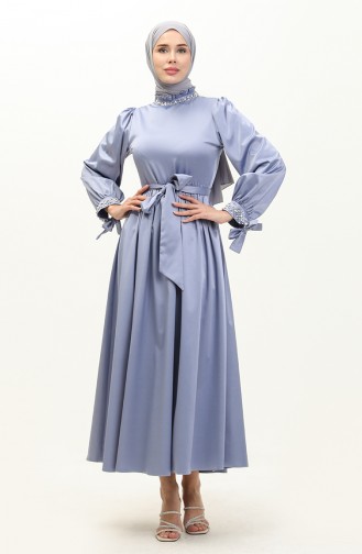 Abendkleid Aus Perlensatin Blau 19121 14521