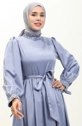 Abendkleid Aus Perlensatin Blau 19121 14521