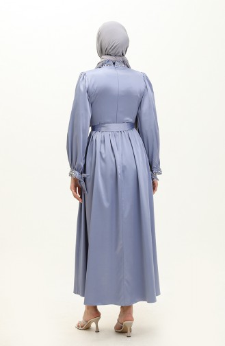 فستان سهرة ستان لؤلؤي أزرق 19121 14521