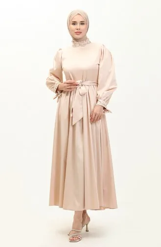 Abendkleid Aus Perlensatin Beige 19121 14524