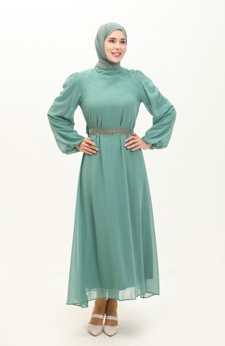 Mint Green Hijab Evening Dress 14621