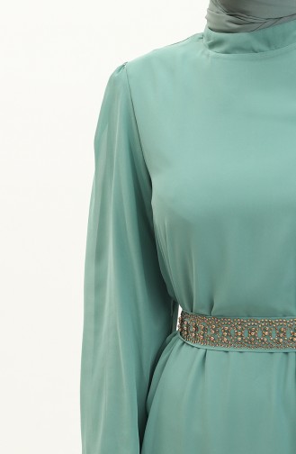Mint Green Hijab Evening Dress 14621