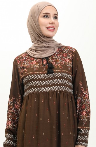 Patterned Viscose Dress 5073-11 Brown 5073-11