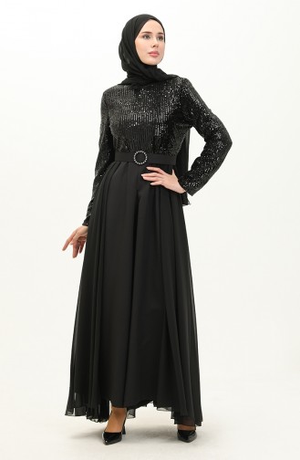 Schwarz Hijab-Abendkleider 14616