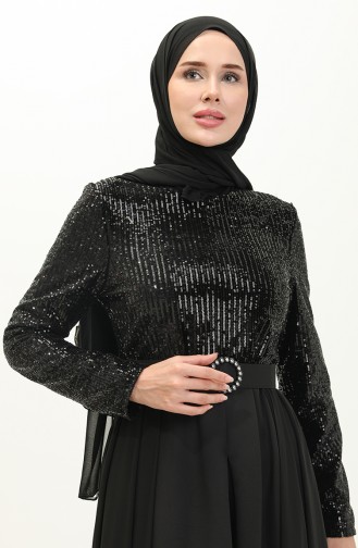 Black Hijab Evening Dress 14616