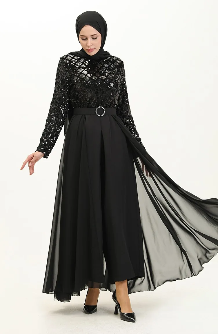 Schwarz Hijab-Abendkleider 14622