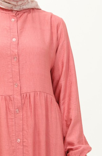 Buttoned Shirred Dress 0205-04 Dusty Rose 0205-04