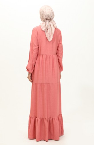 Buttoned Shirred Dress 0205-04 Dusty Rose 0205-04