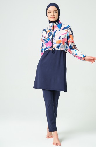 Desenli Crop Tesettür Mayo 23260-02 Oranj
