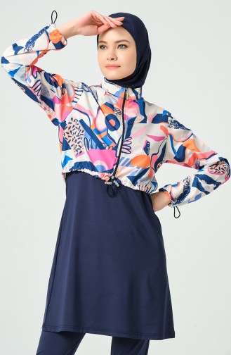 Desenli Crop Tesettür Mayo 23260-02 Oranj