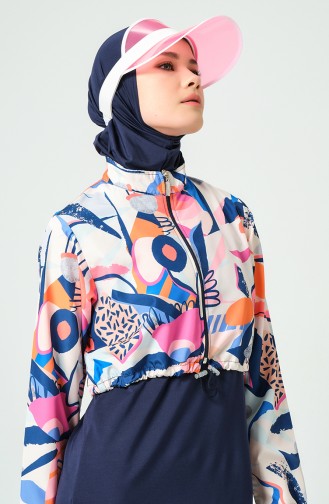 Desenli Crop Tesettür Mayo 23260-02 Oranj
