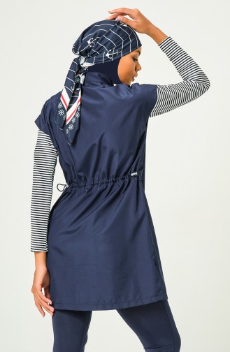 Belted Veiling Swimsuit 23264-01 Dark Blue 23264-01